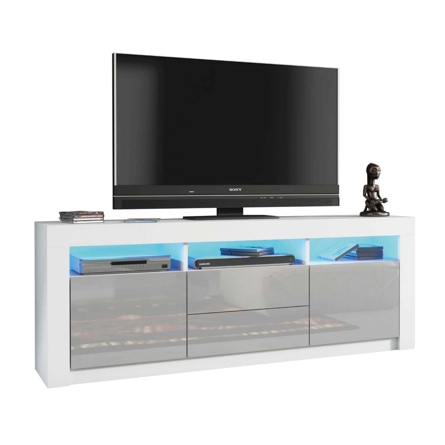 Shine Tv Unit 160cm With Led Lights | Grey
