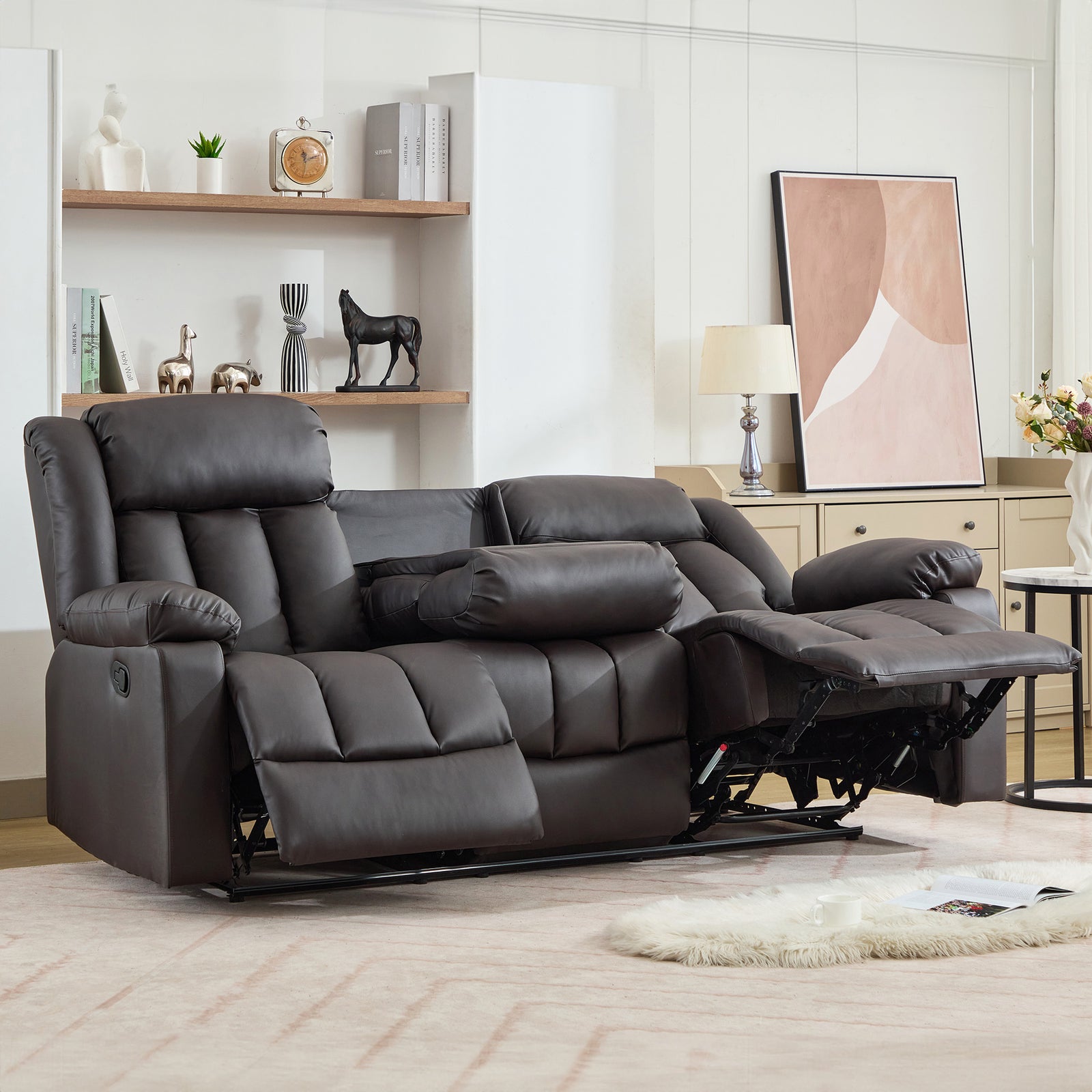 Sheridan 3 Seat Manual Recliner Sofa With Central Console | Brown