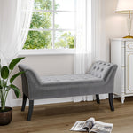 Grey Armed Velvet Buttoned Bed Bench