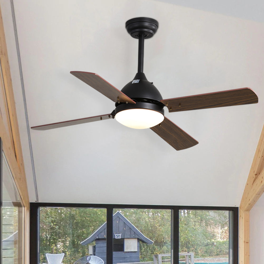 42 Inch Brown Ceiling Fan With Adjustable Lighting & Remote 4 Blade Modern Quiet Fan