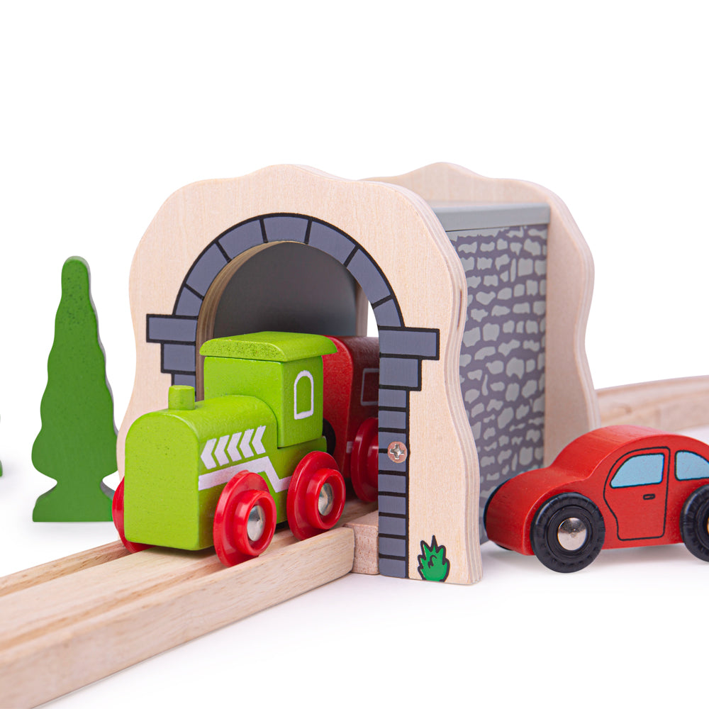 Grey Stone Wall Tunnel for Wooden Train Sets