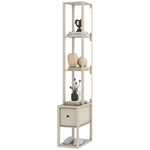 Floor Lamp With Shelves, Led Standing Lamp With Fabric Drawer | Oak
