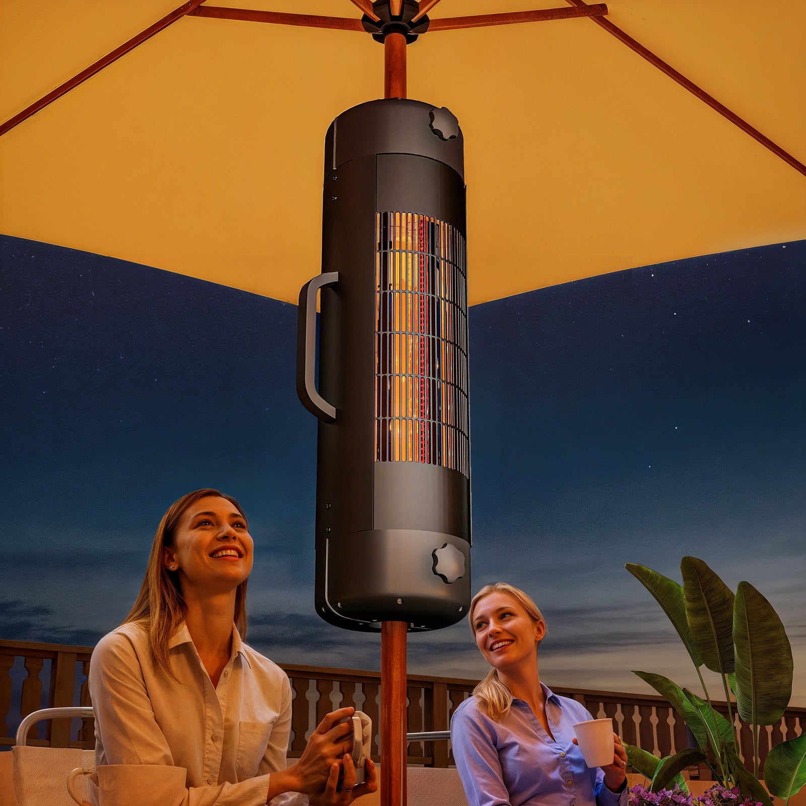 Outsunny Electric Parasol Mounted Patio Heater, Outdoor Heater
