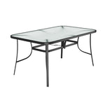 Rectangular Tempered Glass Outdoor Coffee Table With Parasol Hole - 120/150cm W X 80/90cm D X 72cm H | Large | Black