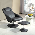 Swivel Armchair With Footstool And Adjustable Backrest | One Size | Black