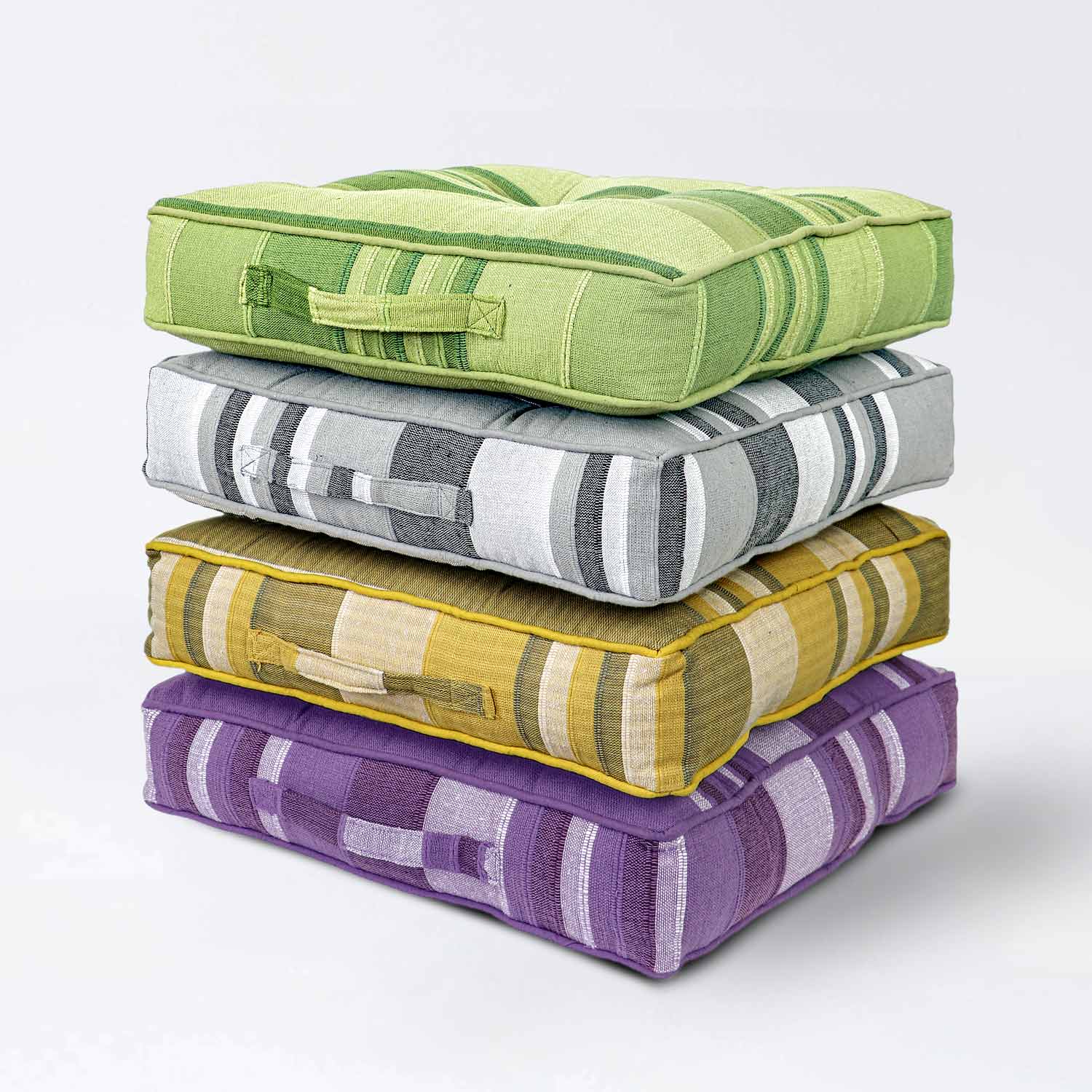 Morocco Striped Cotton Floor Cushion | 40cm x 40cm | Monochrome