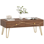 Coffee Table With Drawers And Steel Base