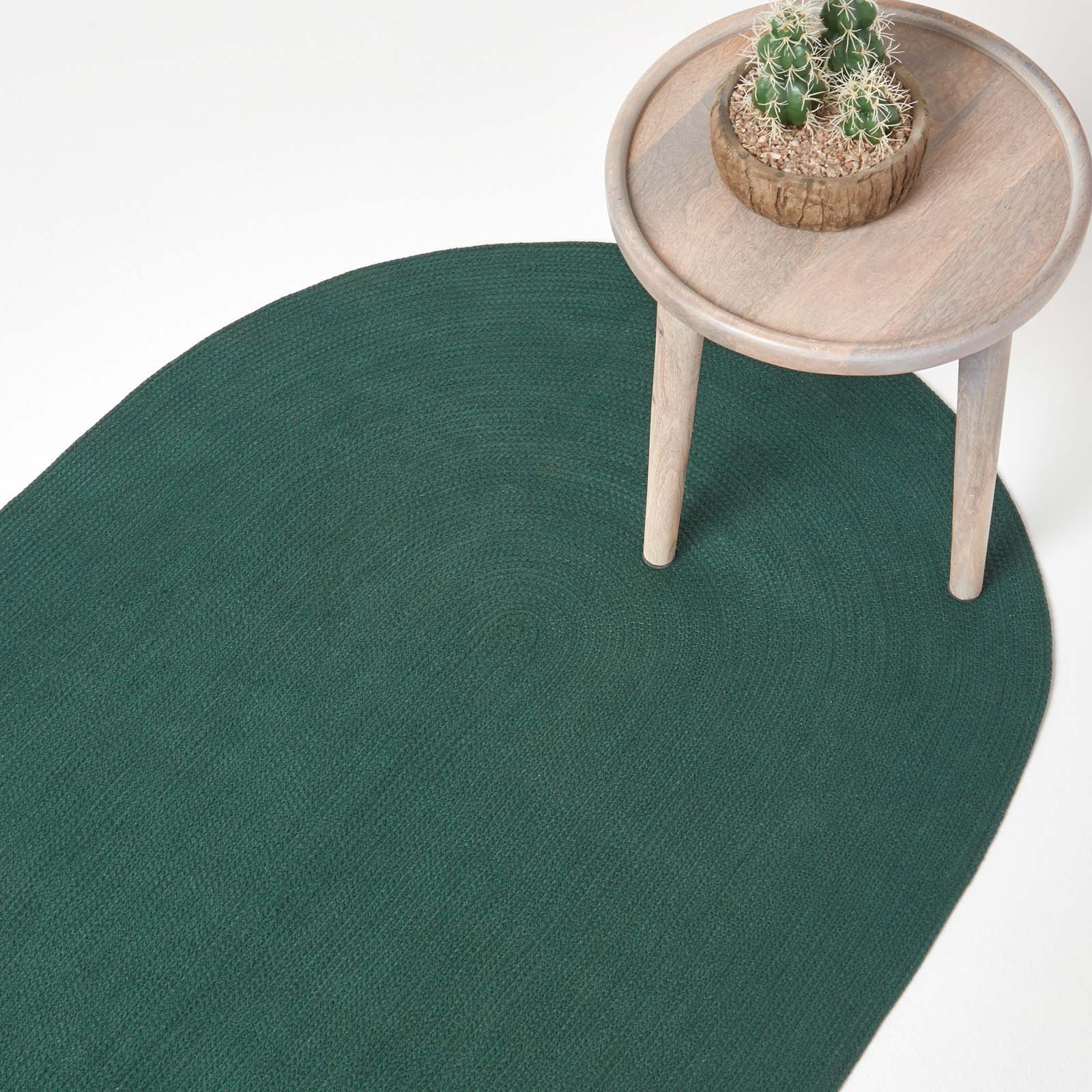 Handmade Woven Braided Oval Rug | 50cm x 75cm | Forest Green