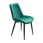 Set Of 2/4 Velvet Dining Chairs With Quilted Design, Wooden Frame, And Metal Legs | Set of 4 | Green
