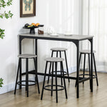 5 Piece Bar Table And Stools Set With Metal Frame | Gray