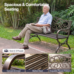 Garden Bench, Outdoor Bench,300kg Metal, Floral Pattern, Bronze | Bronze