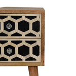 Solid Wood Mini Bone Inlay 2 Drawer Bedside