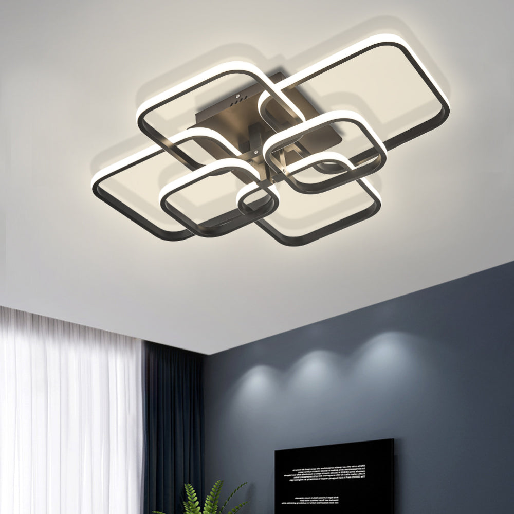 Contemporary Led Energy-efficient Light-adjusted Semi Flush Ceiling Light | Black