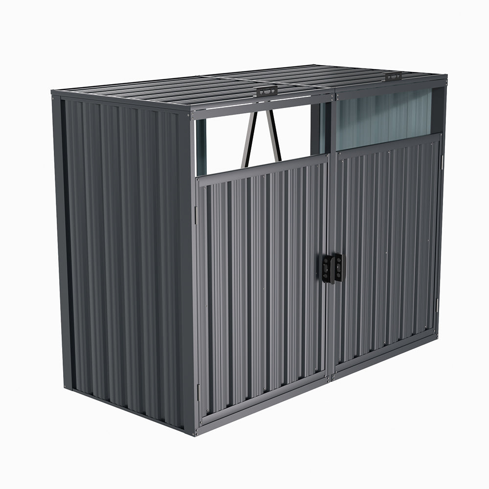 Outdoor 2/3-bin Metal Storage Shed, Galvanised Steel Bin Store For Garden Waste & Recycling | Small