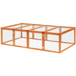 Wooden Rabbit Hutch Cage House W/ Mesh Wire Safety For Outdoor Garden
