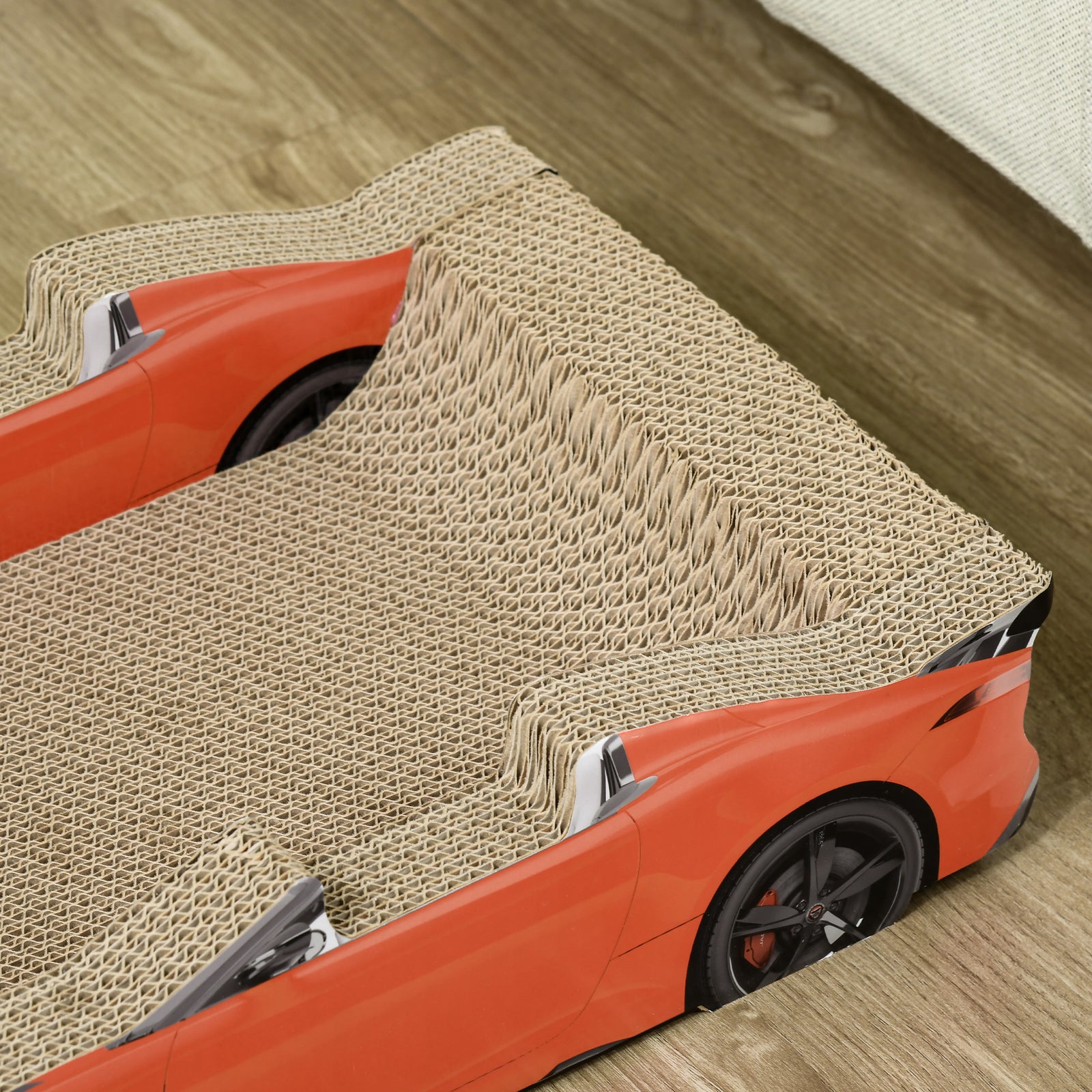 2 In 1 Cat Scratching Board With Catnip, Car-shaped Cat Scratch Bed