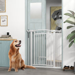 Pawhut Stair Gate With Cat Door, Adjustable Width 76-104cm & 77/96/106cm Tall | White