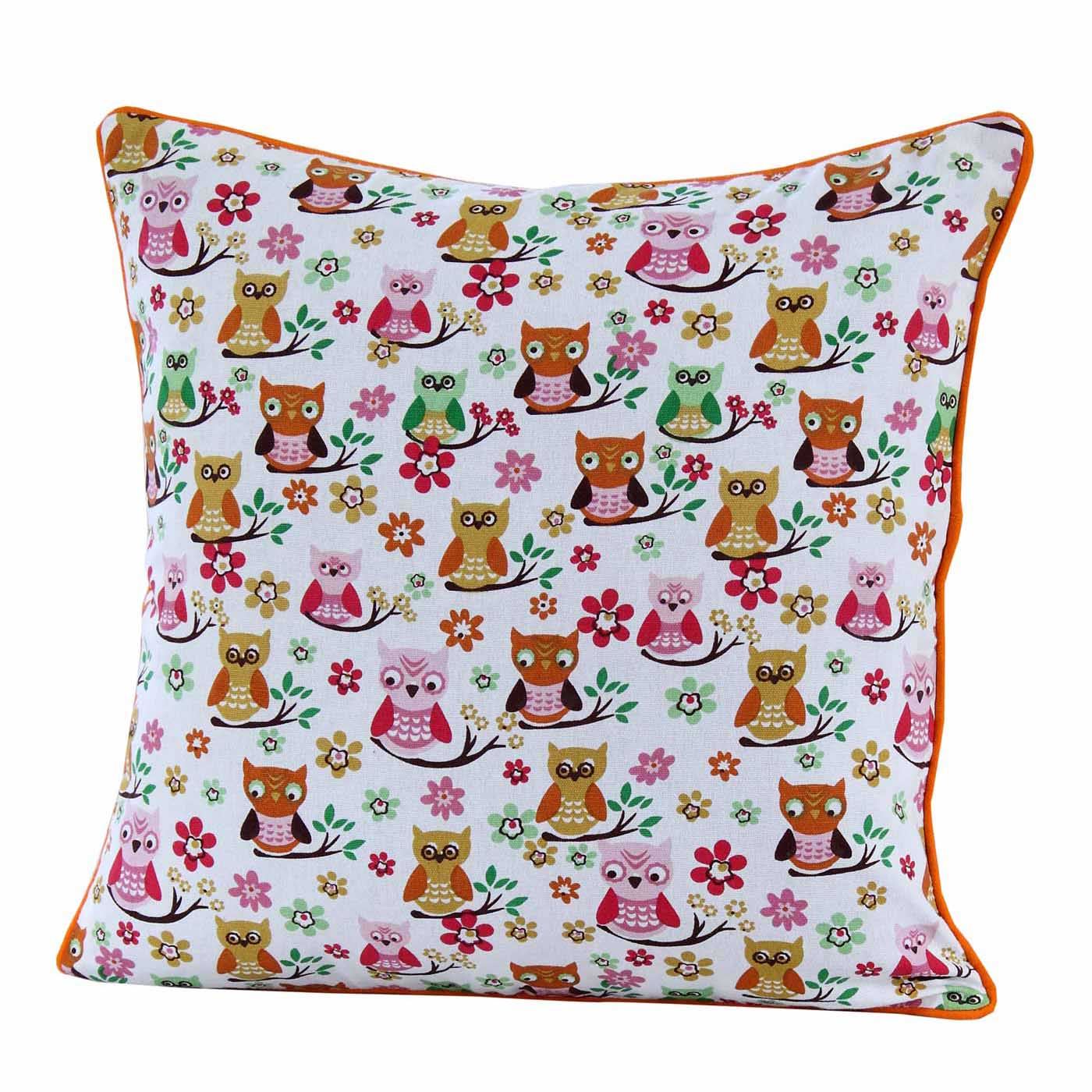 Cotton Owls Pattern Cushion Cover | 60cm x 60cm | Red