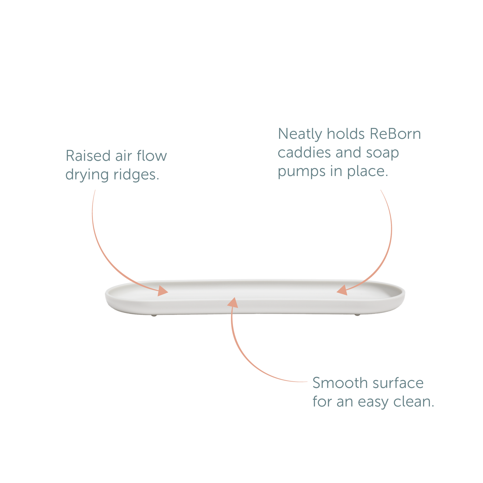 Recycled Bathroom Tray - Replaceable head that is screwed in - Closed fit storage cover - Made in the UK | Stone