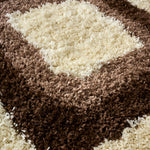 Geometric Thick Shaggy Fluffy Deep Pile Living Room Runner | 60cm x 230cm | Cream