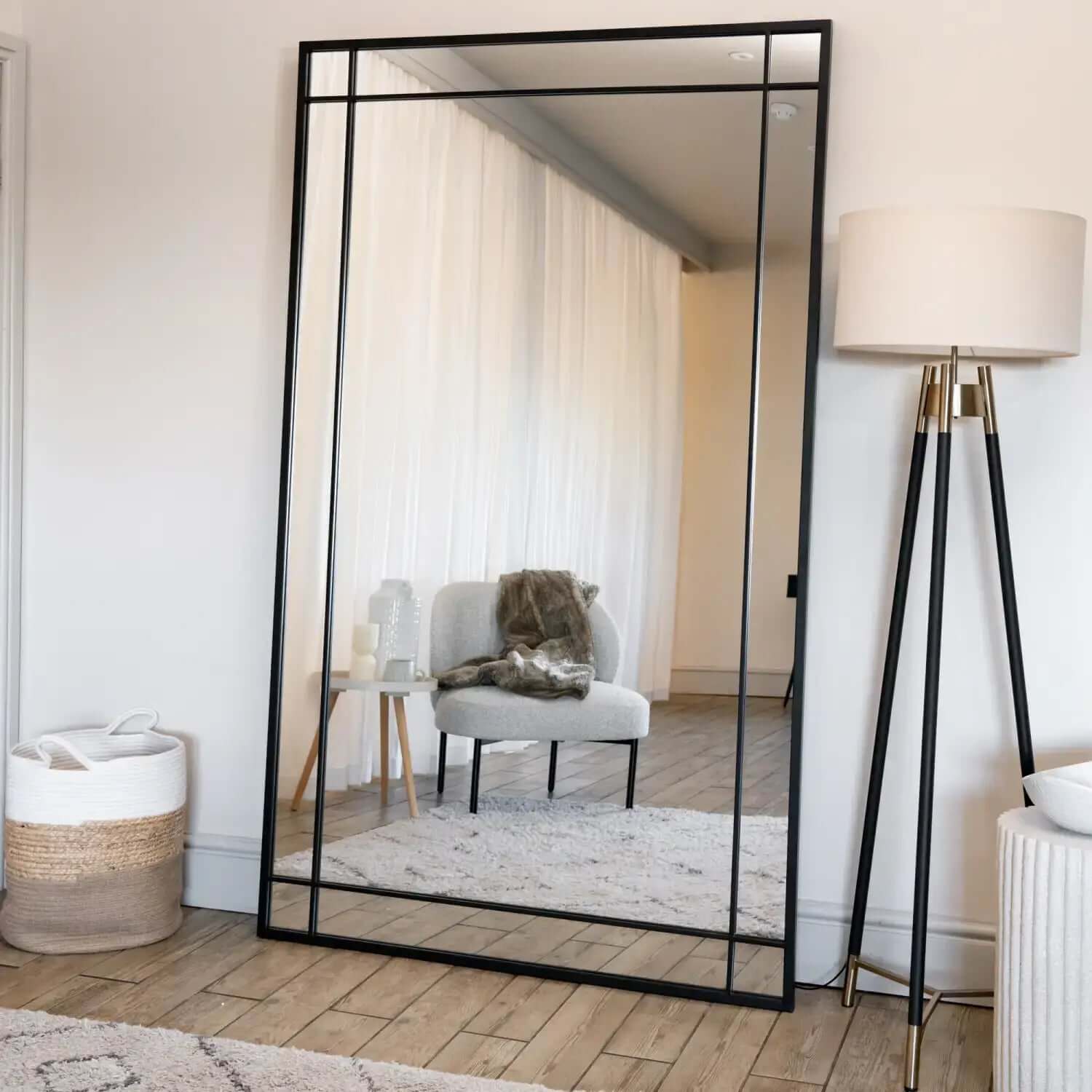 Aimi - Black Metal Rectangle Window Mirror | 180cm x 105cm