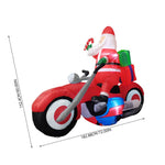 1.8m Santa On Motorcycle Christmas Inflatable Model Decoration With Led Lights