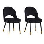 Set Of 2 Dining Chairs Velvet Set Padded Seat Kitchen Chair Home Office | Black