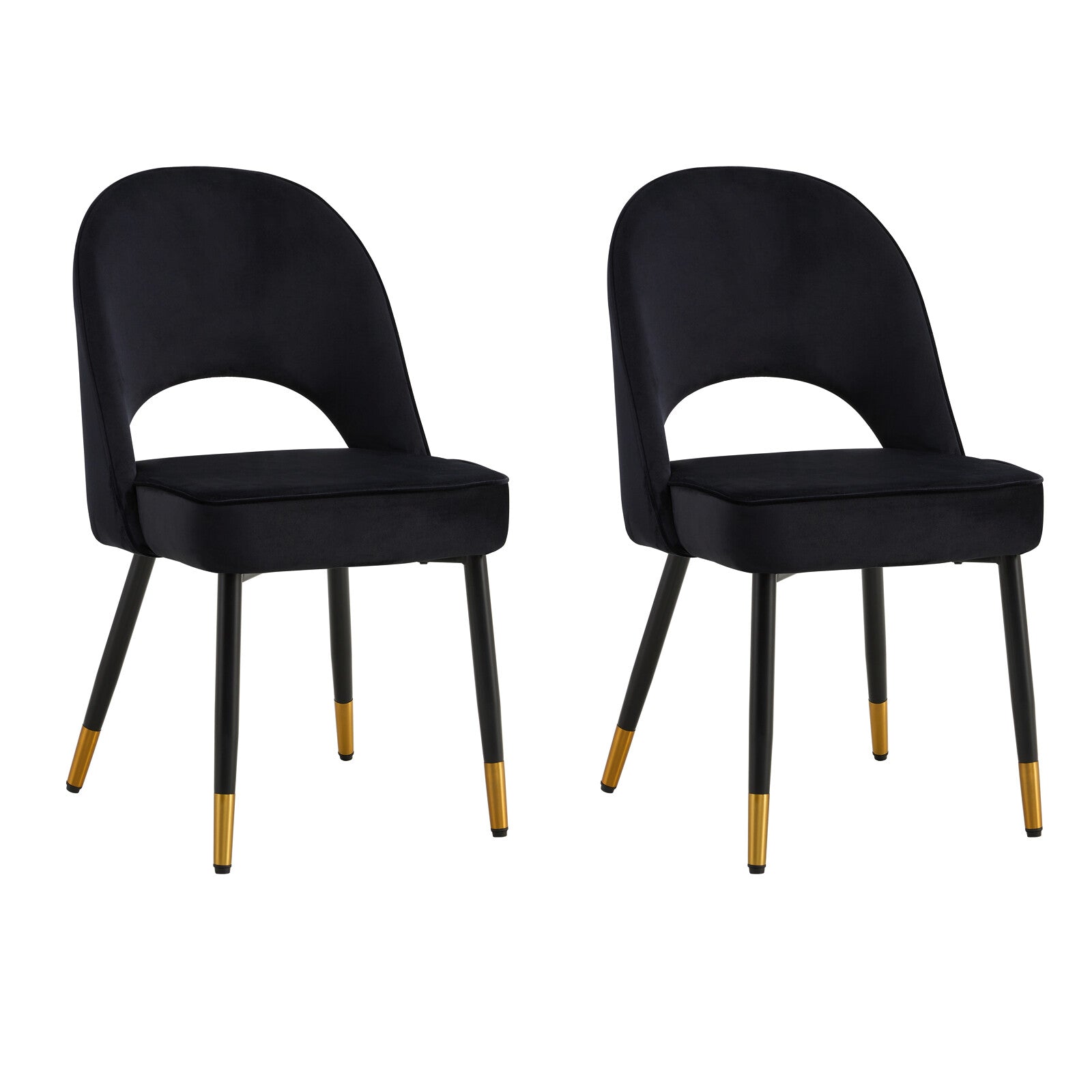 Set Of 2 Dining Chairs Velvet Set Padded Seat Kitchen Chair Home Office | Black