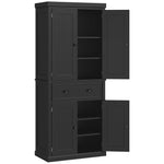 Kitchen Storage Cabinet W/ Drawers Cupboards Shelves Home | Black