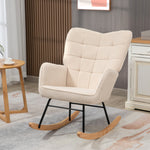 Wingback Rocking Chair For Nursing W/ Steel Frame | One Size | Beige