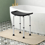 Aluminium Shower Stool With Adjustable Height Non-slip | One Size | Black