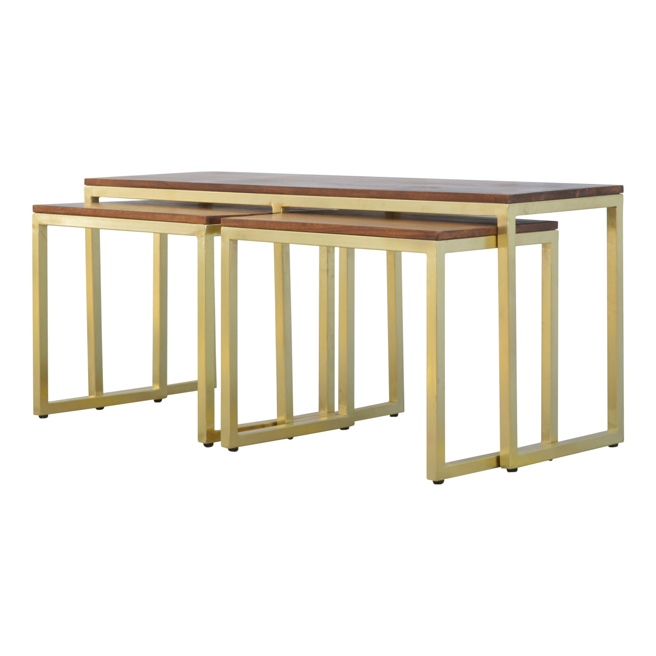 Solid Wood Chunky Gold Table Set Of 3