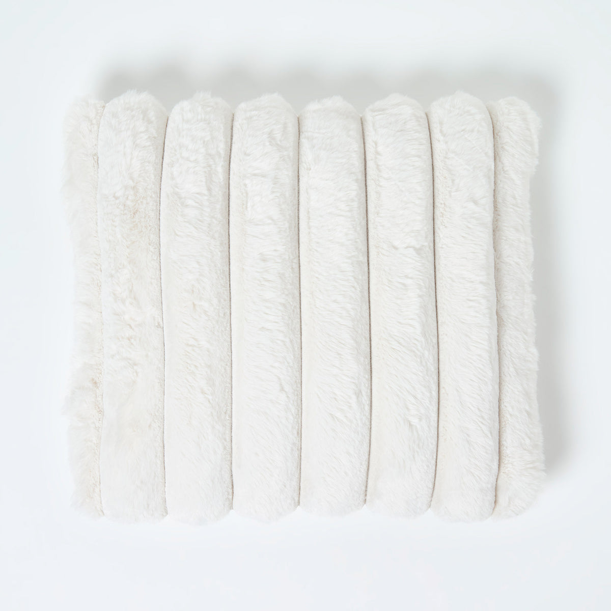 Cream Faux Fur Ribbed Cushion, 45 X 45 cm | 45cm x 45cm | Cream