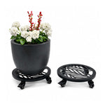 Metal Piot Caddy Stand With Lockable Wheels - Pack Of 2 | 25cm | Black