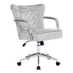 Chenille Upholstered Office Chair With Armrests, Adjustable Height & Tilt, Swivel Base With Casters