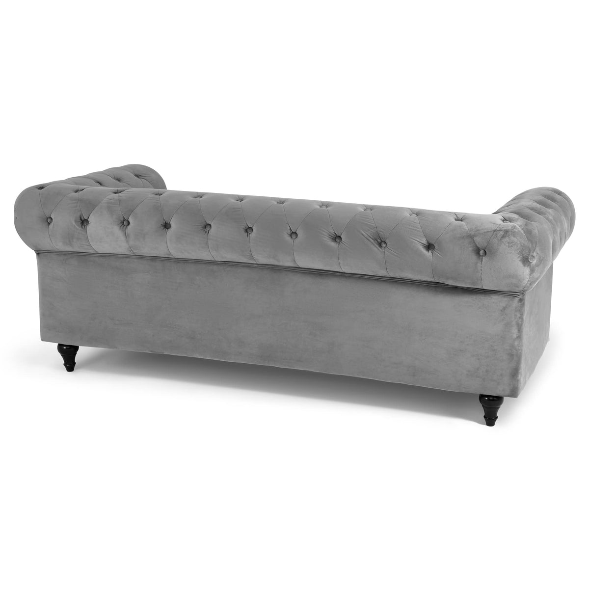 Chesterfield Scroll Arm Velvet Sofa 3 Seater | Grey