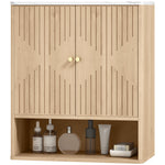 HOMCOM Bathroom Wall Cabinet With Adjustable Shelf And Open Shelf, Oak
