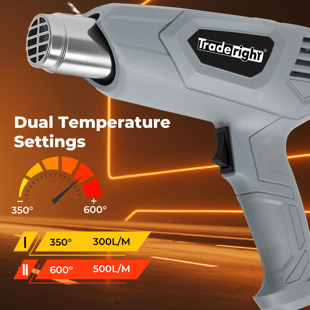 2000w Heat Gun Hot Air Blower 2 Temperature Paint Remover  4 Nozzles | Grey