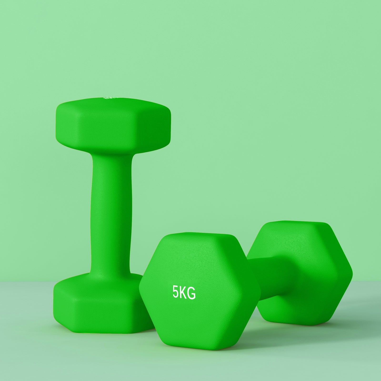 5kg Set Of 2 Dumbbells Hexagonal Weights Pair | Green