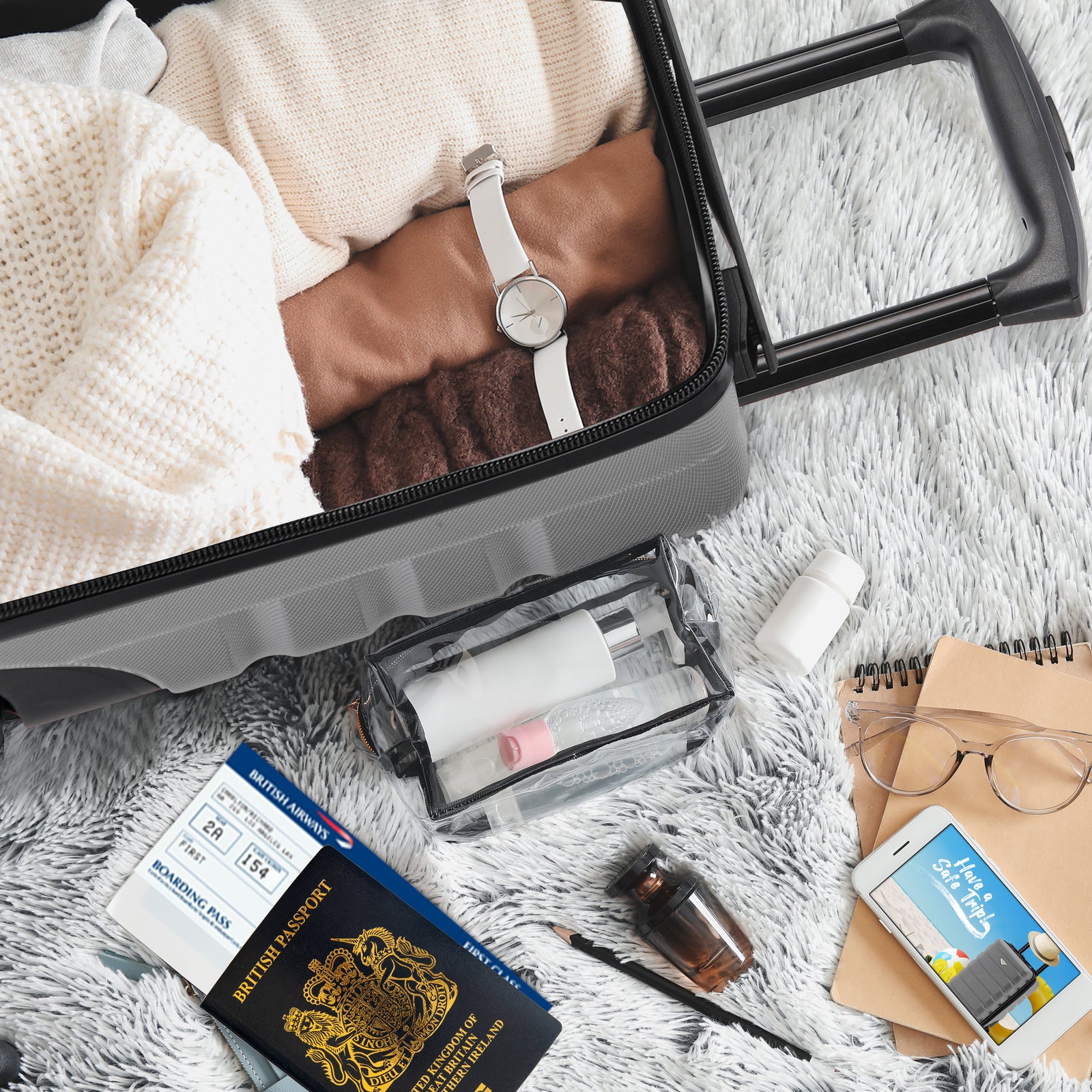 40x20x25cm Hard Case Cabin Suitcase Ryanair Free Approved Carry On | Cabin | Grey