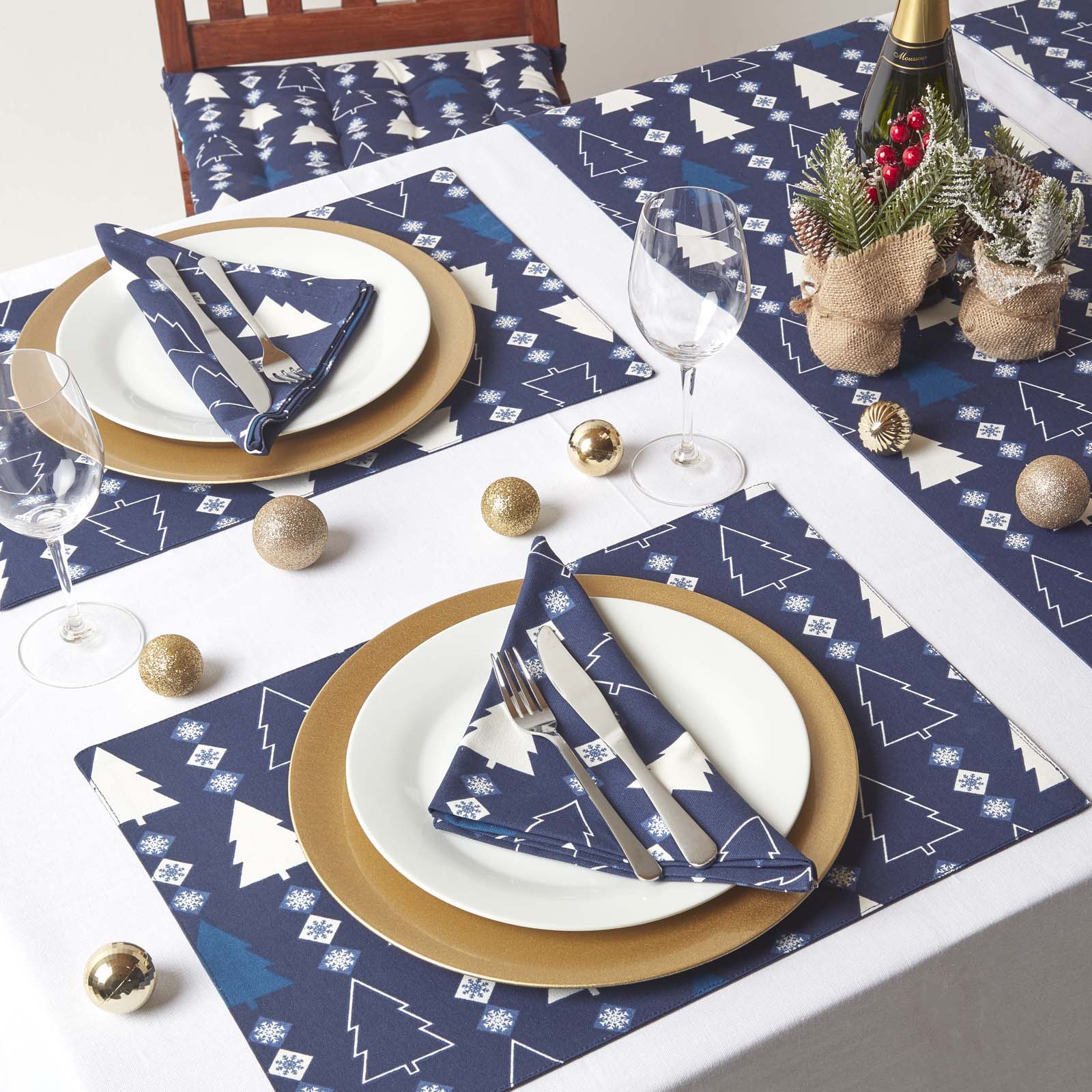 Blue Winterland Christmas Napkins, Set Of 4