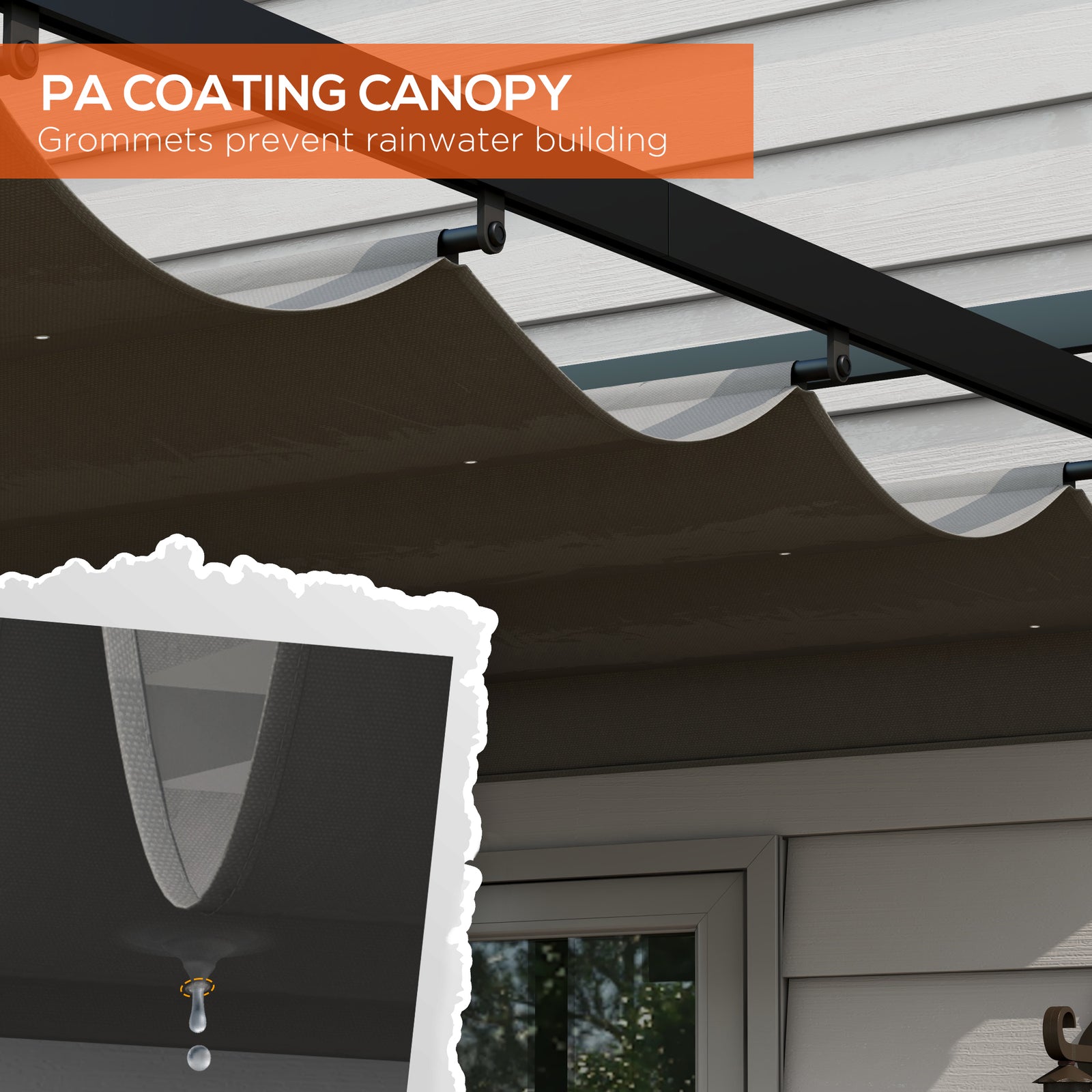 Retractable Pergola Canopy With Aluminium Frame | Large | Dark Gray