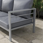 3-seater Aluminium Garden Bench W/ Cushions, Grey