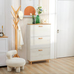 12 Pair Slim Shoe Storage Cabinet W/ 3 Flip Drawers | One Size | Cream