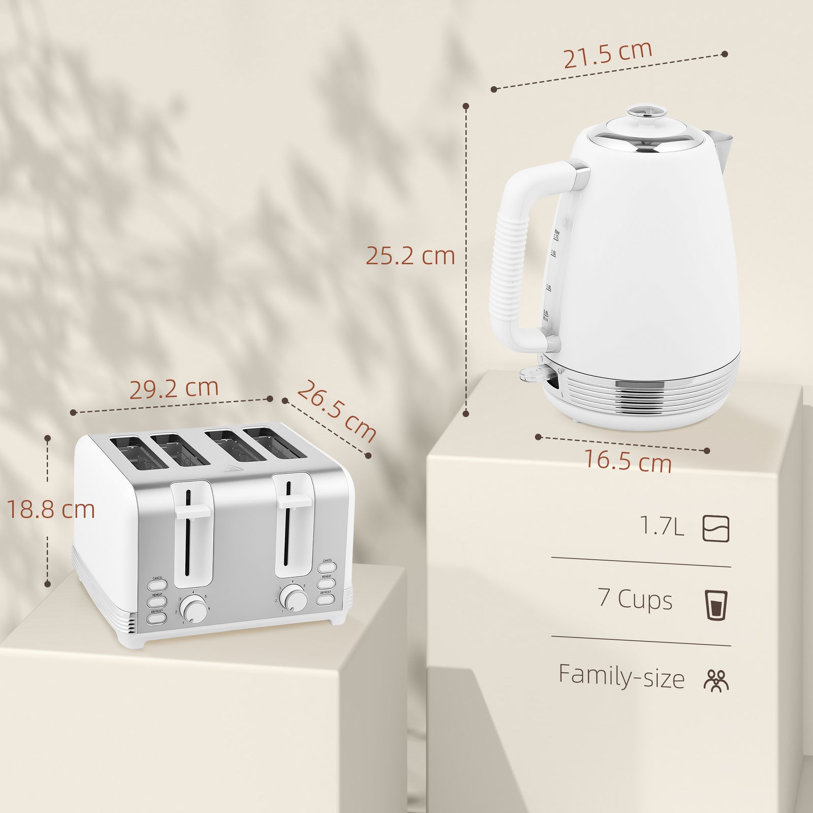 Quick Boil Kettle & Toaster Set | White