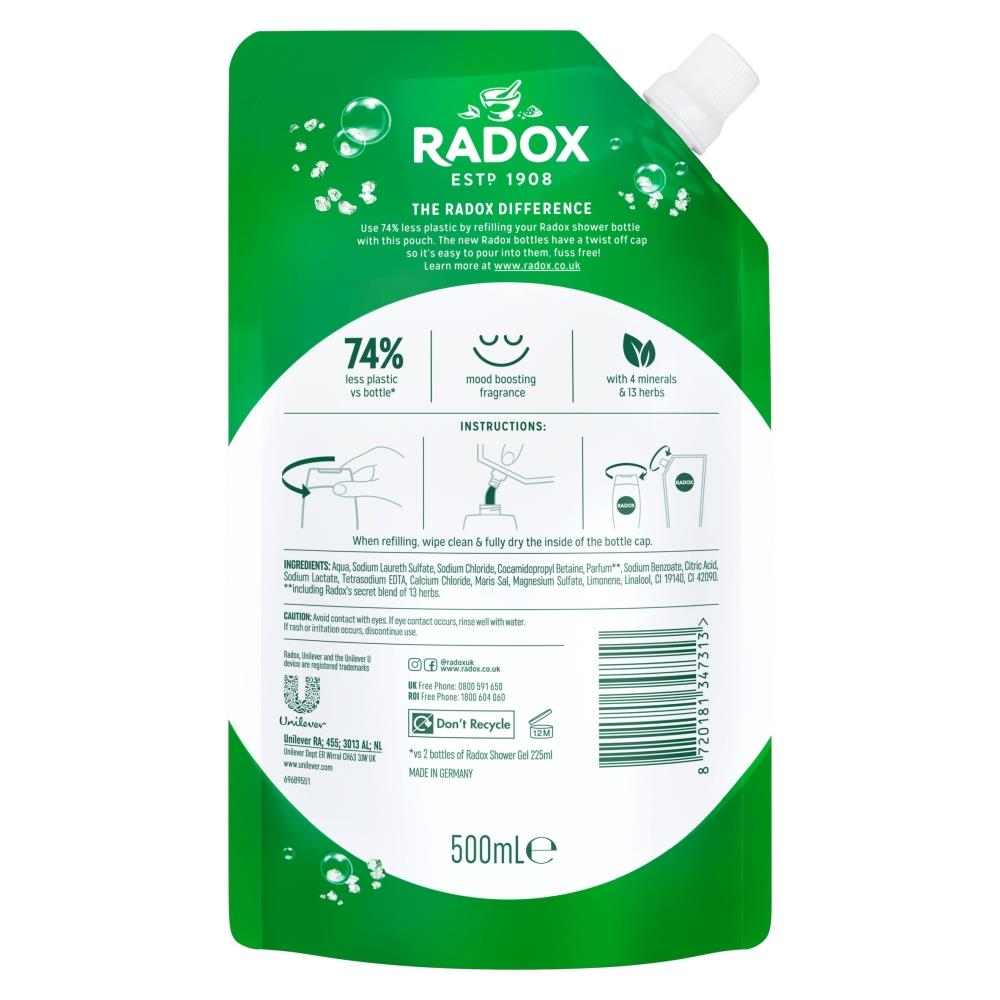 Mineral Therapy Shower Gel Refill Pouch Feel Refreshed, 500ml, 3pk | 3 | Green