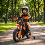 12v Kids Electric Motorbike With Dual Motors Training Wheels | Orange