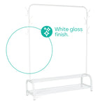 Livivo Clothes Rail Shoe Rack With 6 Hooks White Bedroom Storage Stand