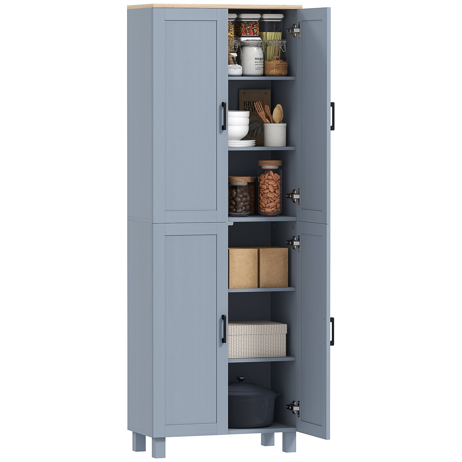 Modern Kitchen Cupboard Storage Cabinet With 4 Shelves | Grey