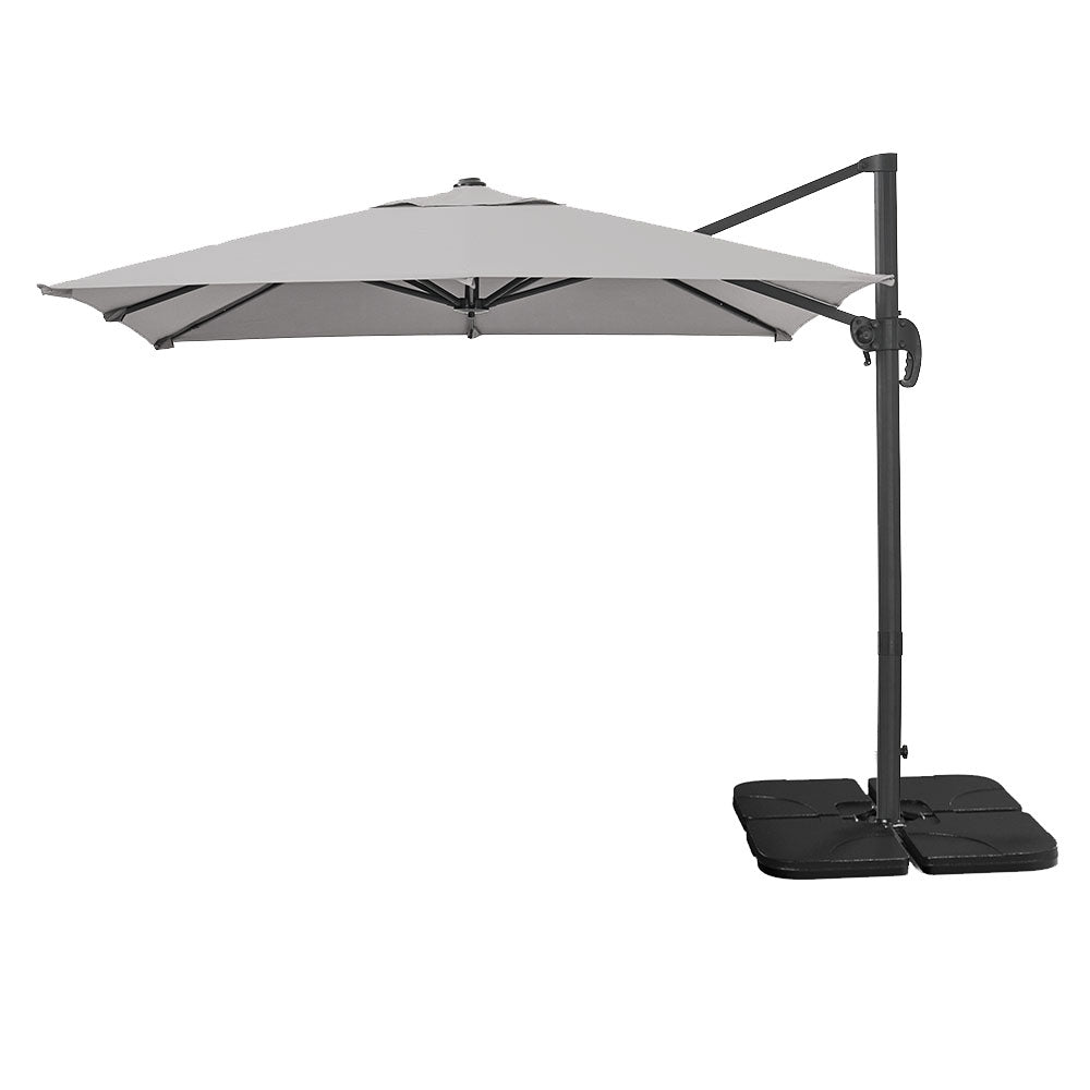 2.5m Cantilever Parasol With Hdpe Base | One Size | Light Grey